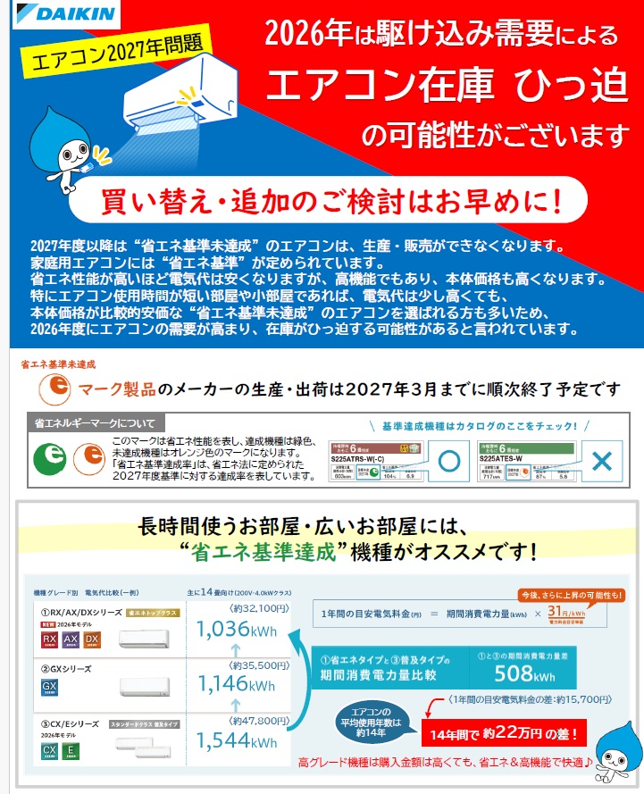 エアコン2027年問題ってご存知ですか？